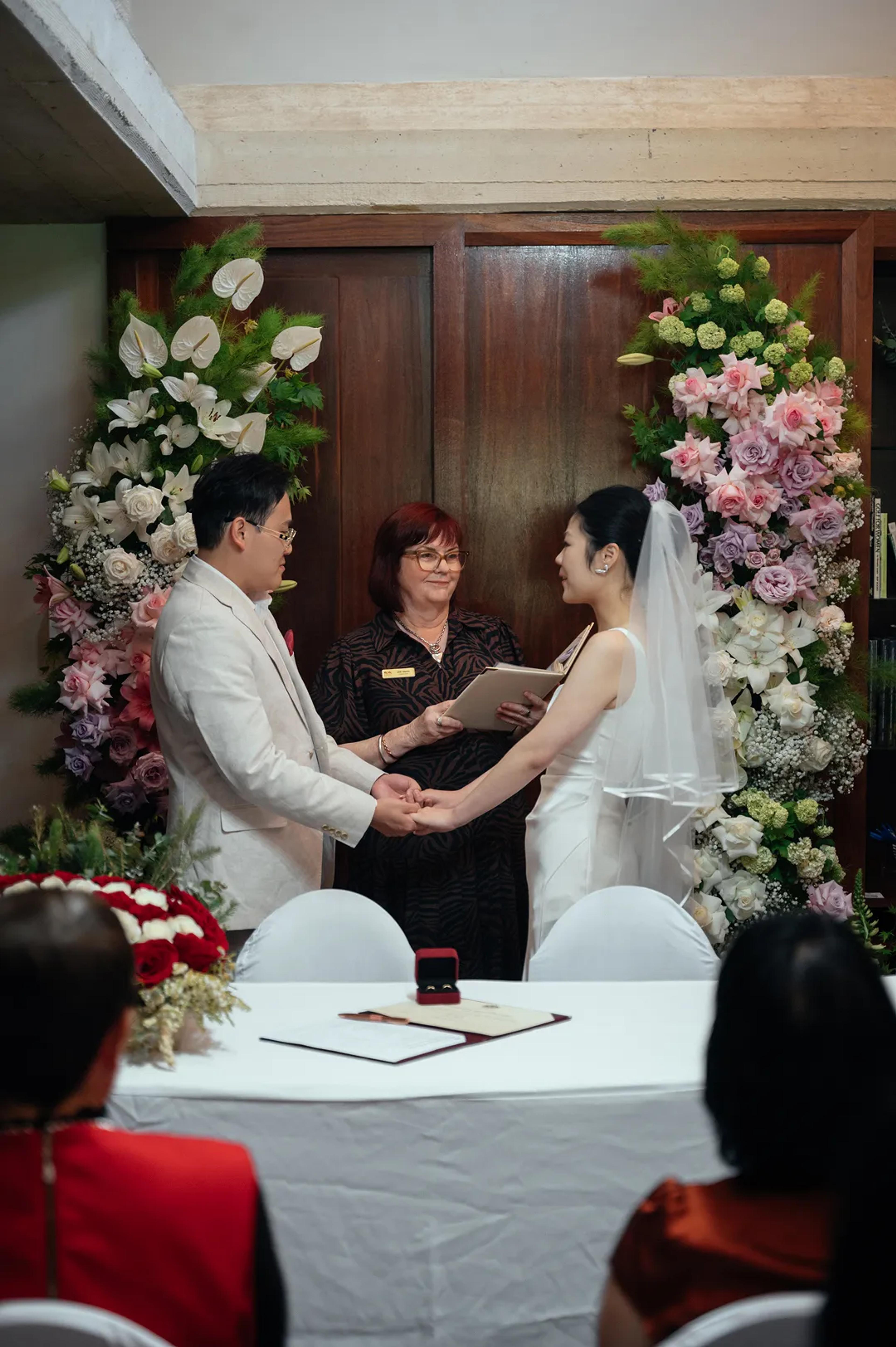 A photo of a man and woman getting married.