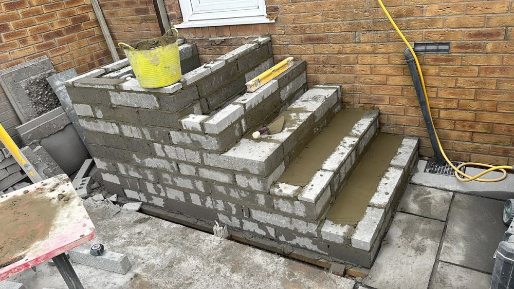 Steps formed in block work 