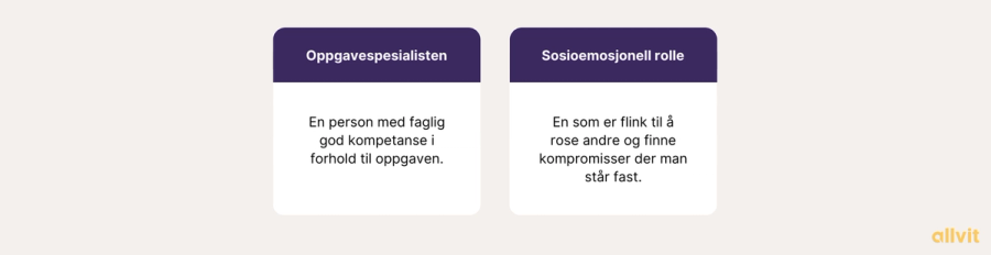 Ulike roller i gruppeprosjekter. Grafisk fremstilling.