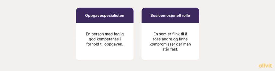 Ulike roller i gruppeprosjekter. Grafisk fremstilling.