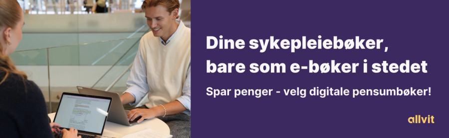 Dine sykepleiebøker, bare som e-bøker i stedet. Spar penger - velg digitale pensumbøker! Grafisk foto.