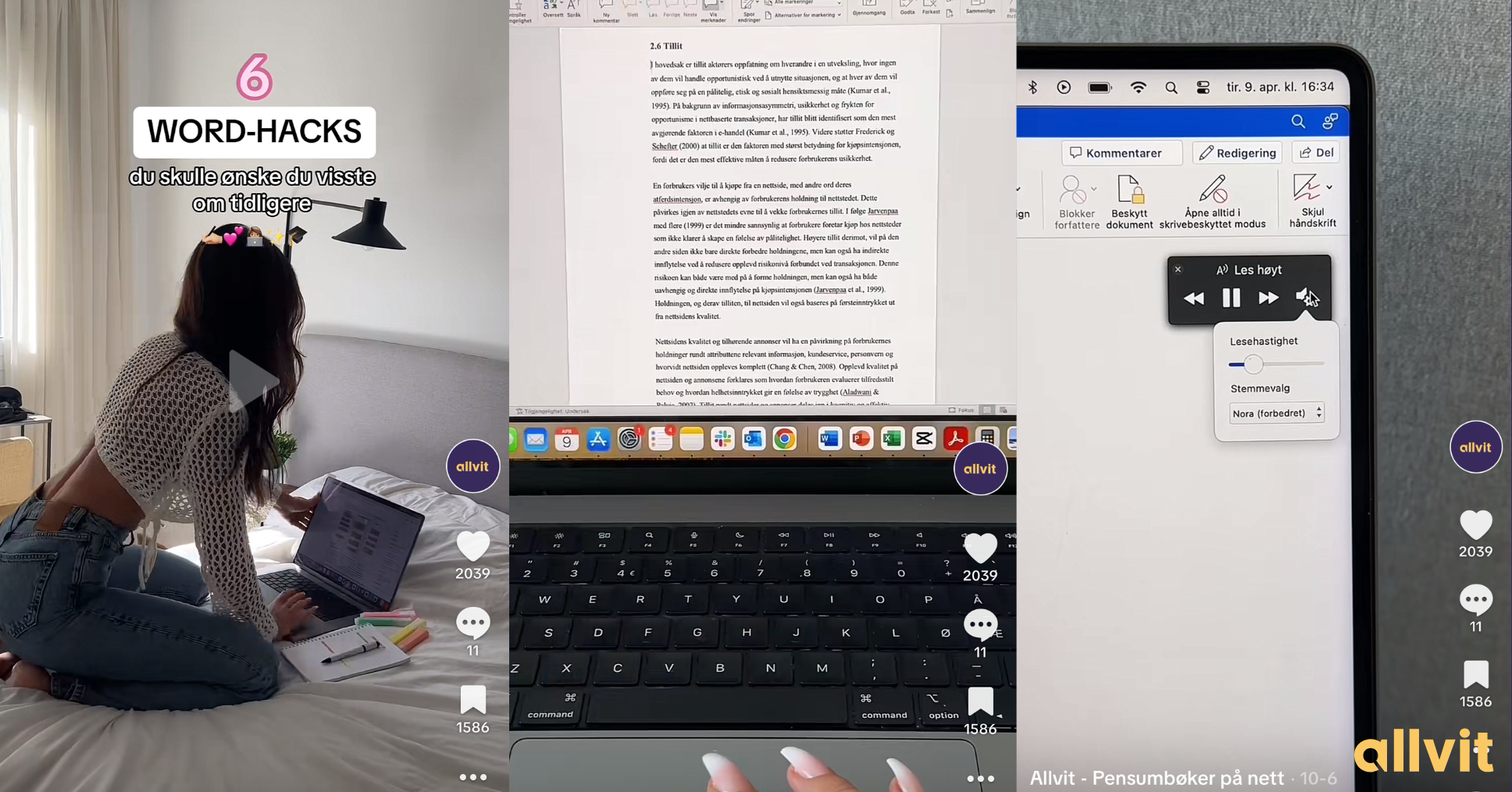 Word hacks. Skjermbilde fra TikTok.