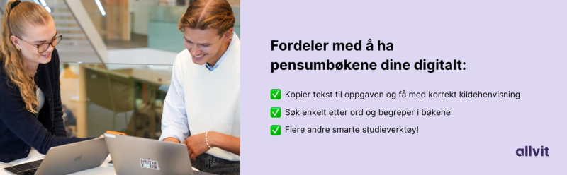 Fordeler med å pensumbøkene dine digitalt. Grafisk foto. 