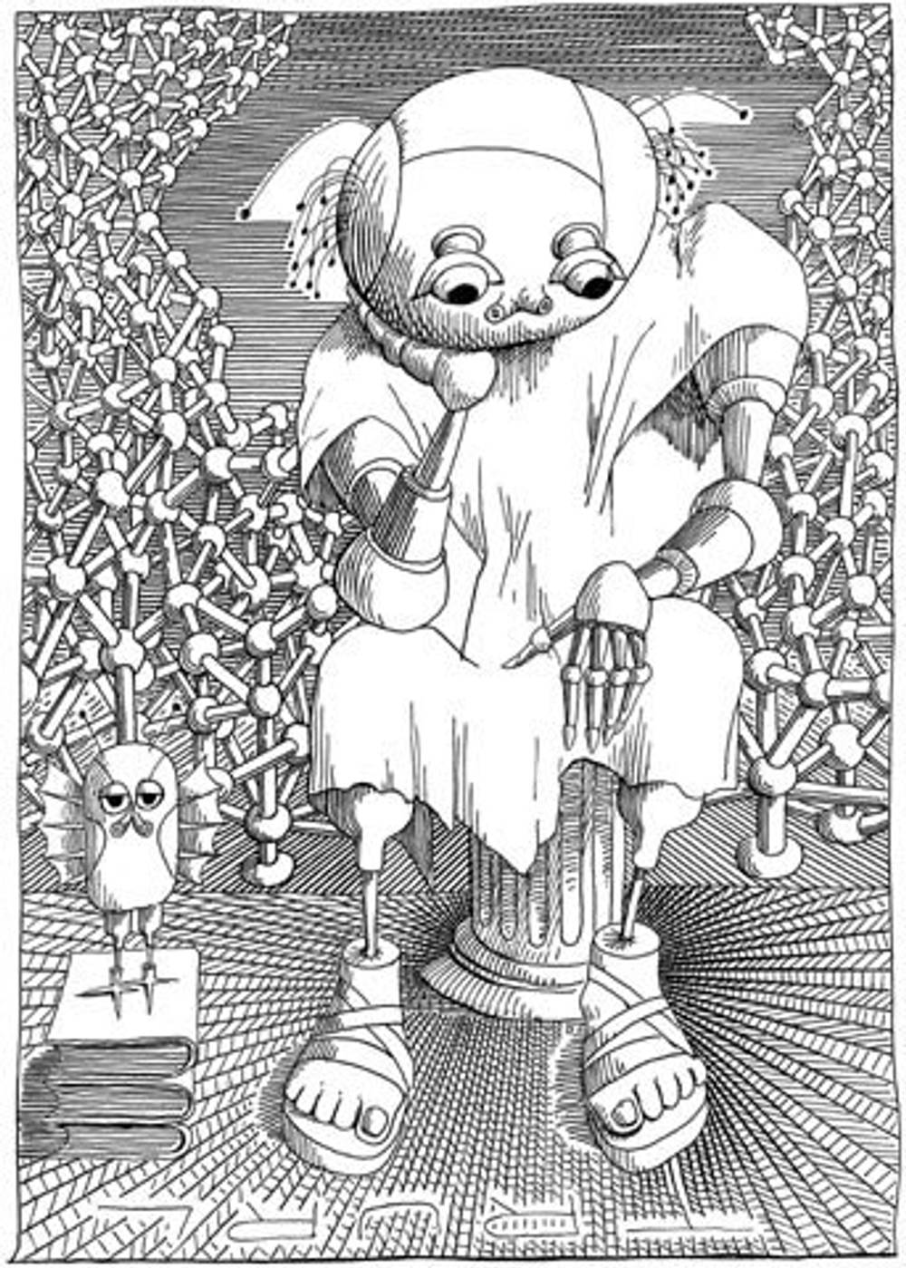 Ilustracja Daniela Mroza — robot-mnich (Cyberiada)