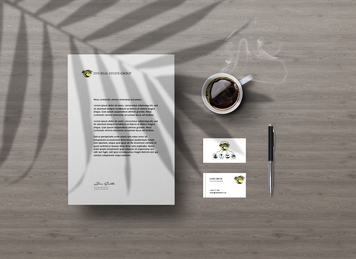 Zen Real Estate Group brand identity stationery