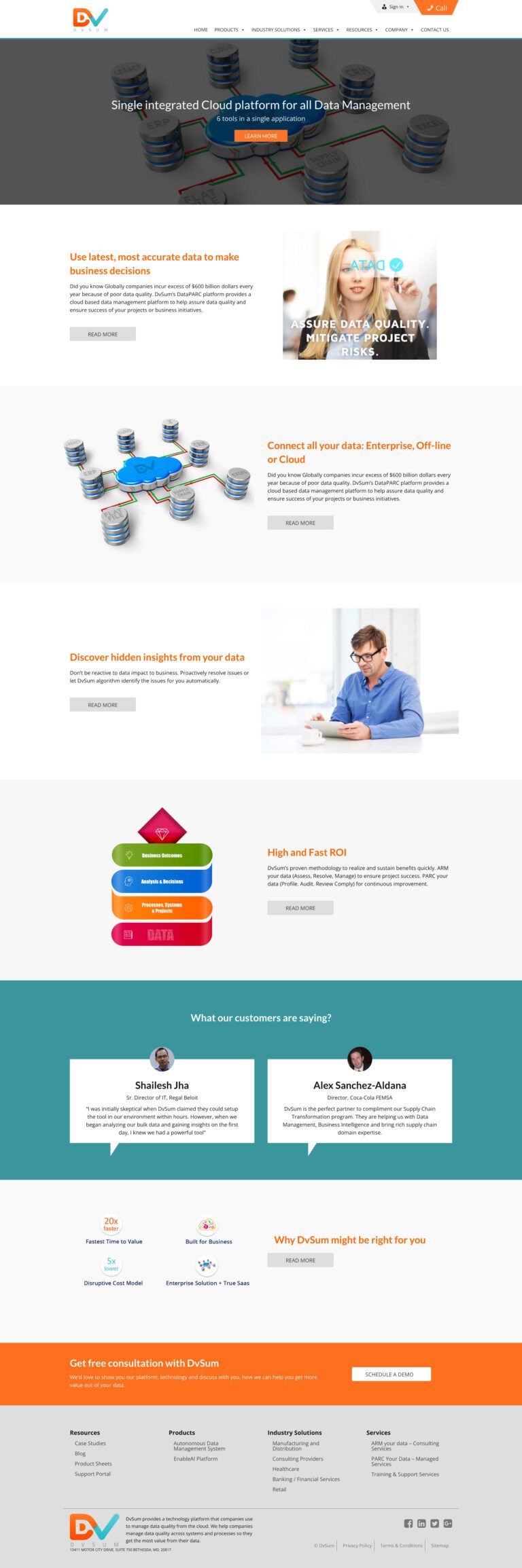 DvSum website before redesign