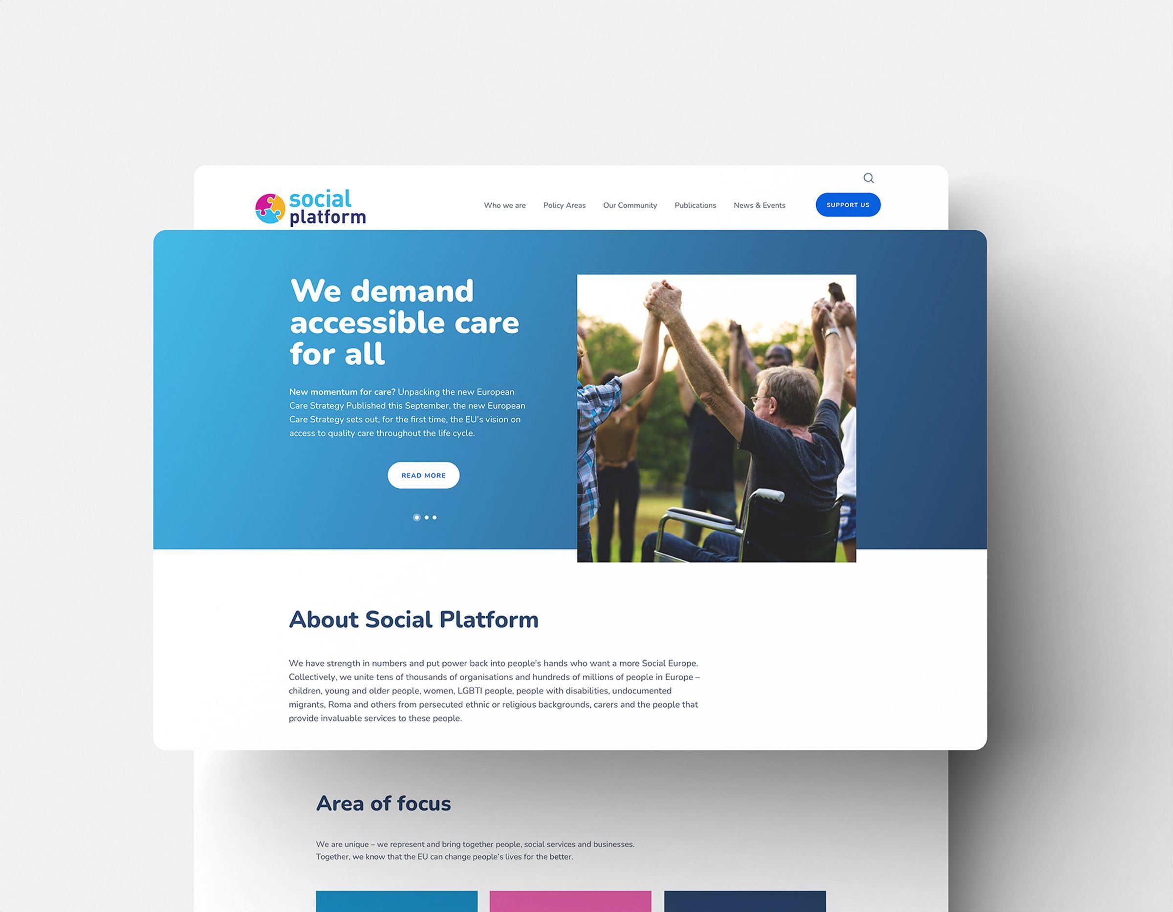 Social platform website home