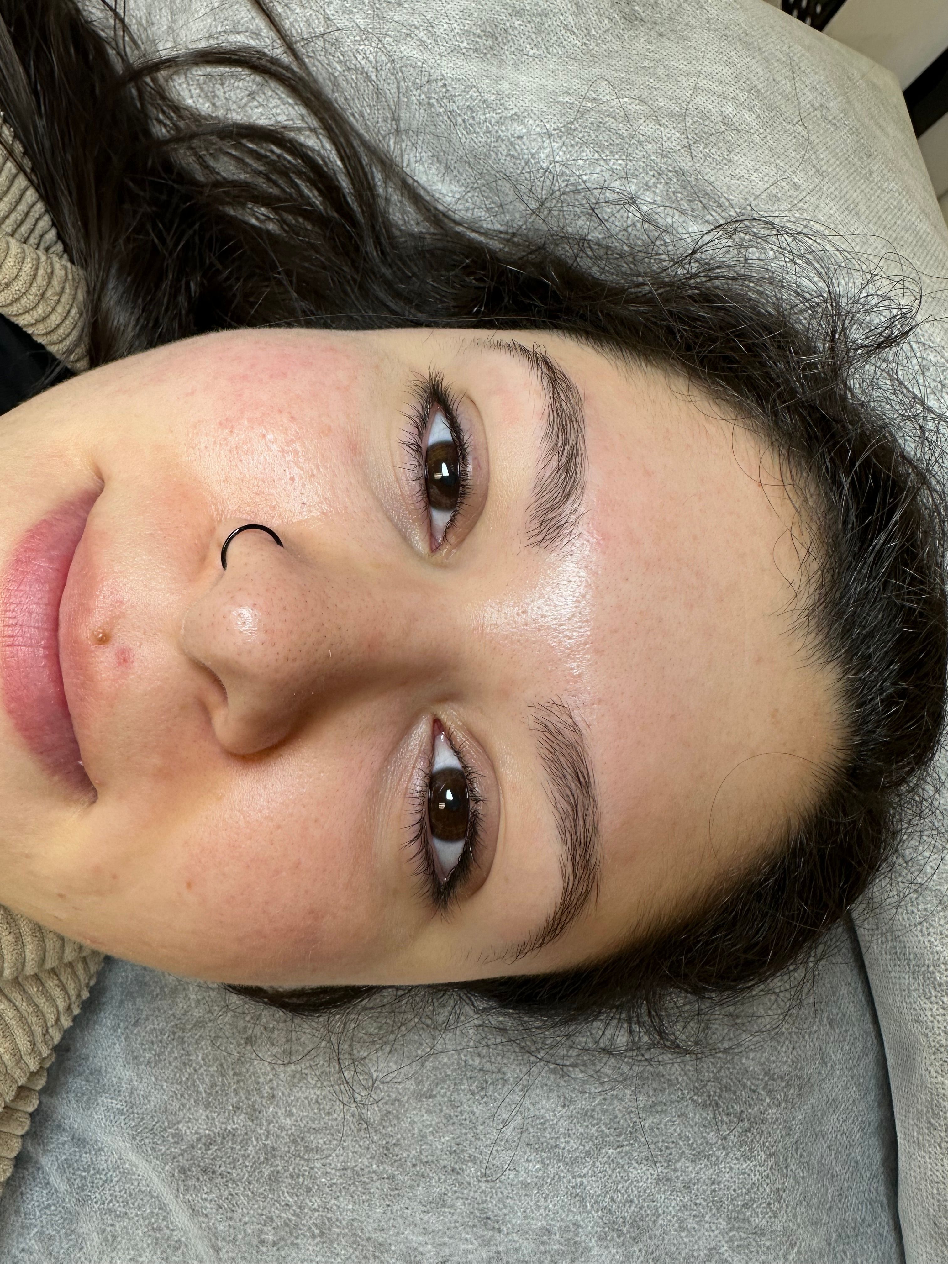 Client’s natural lashes before a lash lift.