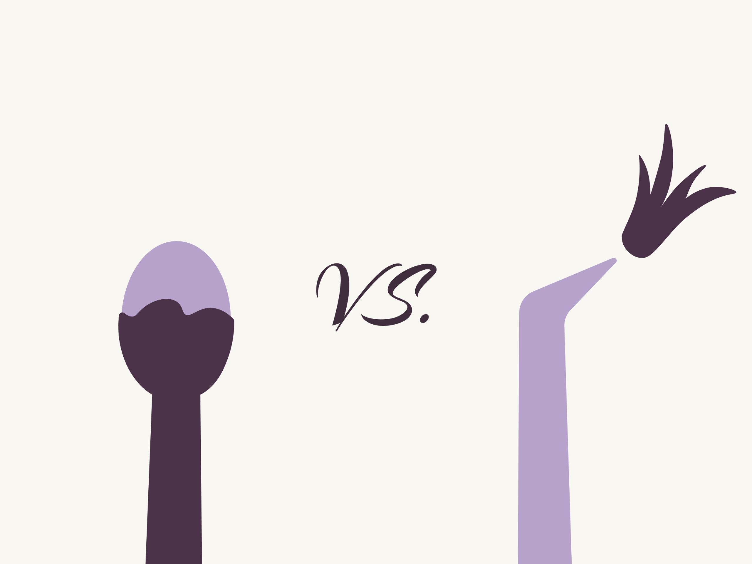 Illustration of a lash lift rod versus lash extension tweezers in purple tones on a cream background.