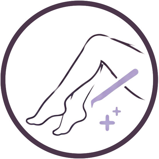 silhouette of legs and a spatula with wax
