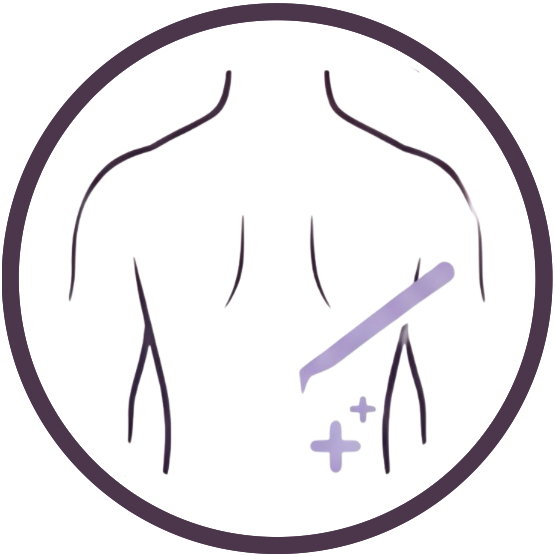 silhouette of a man's back and a spatula with wax