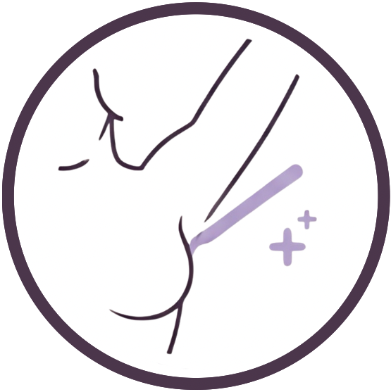 silhouette of a girl with a raised arm and a spatula with wax