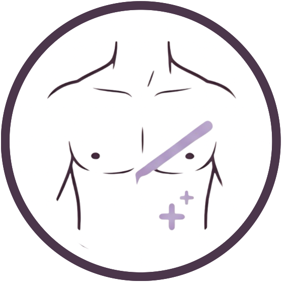 silhouette of a man's chest and a spatula with wax