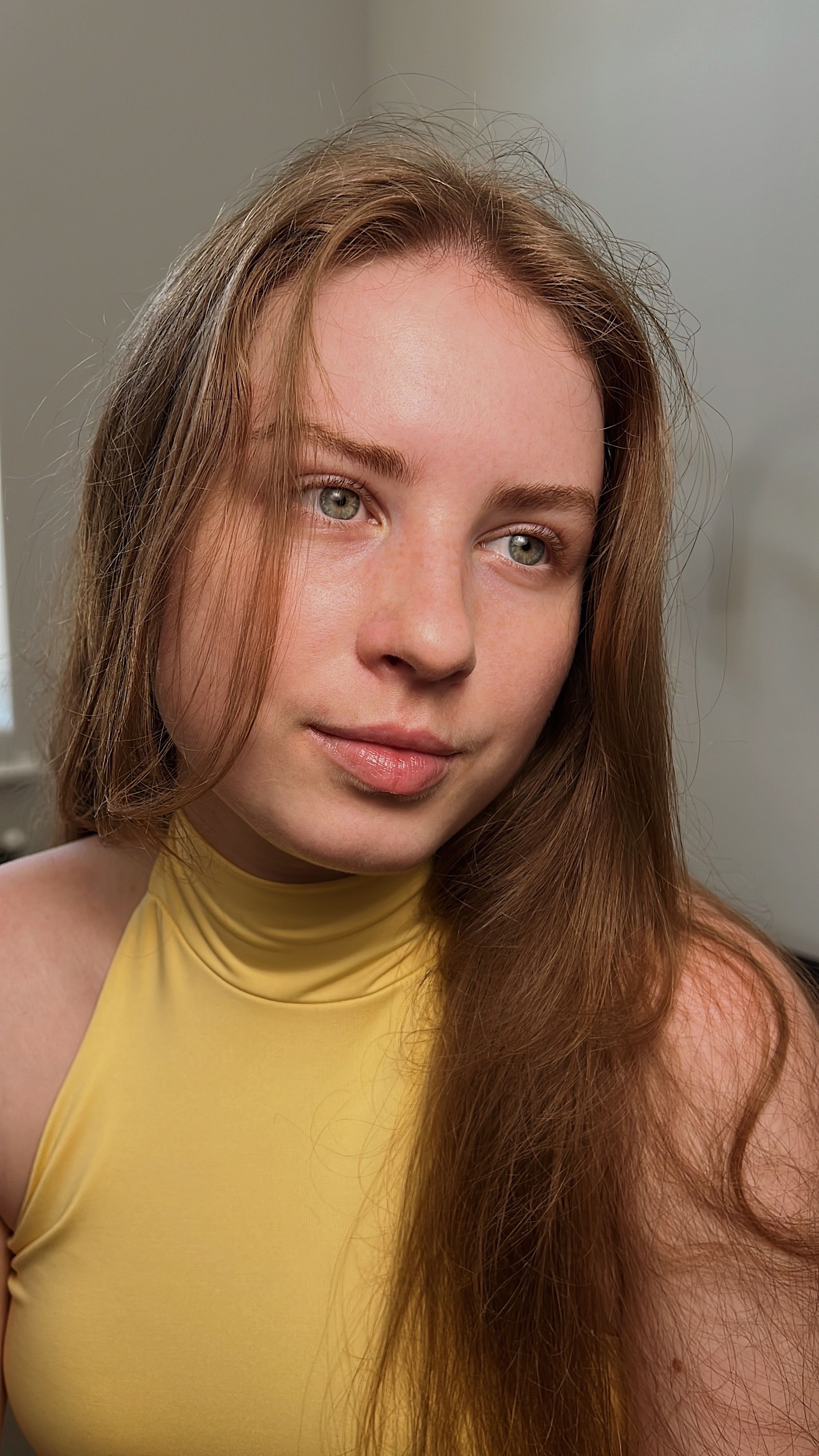 Close-up of a woman showing natural eyelashes