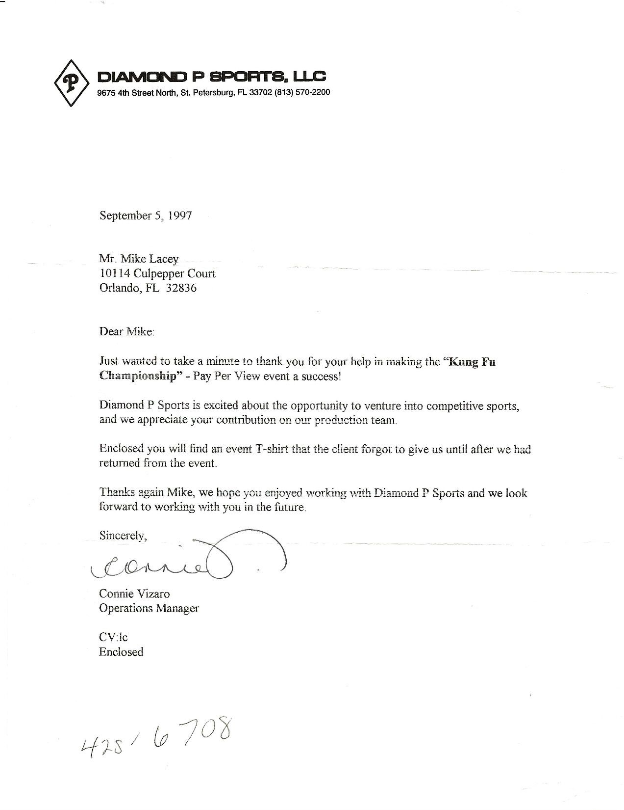 Diamond P Sports letter