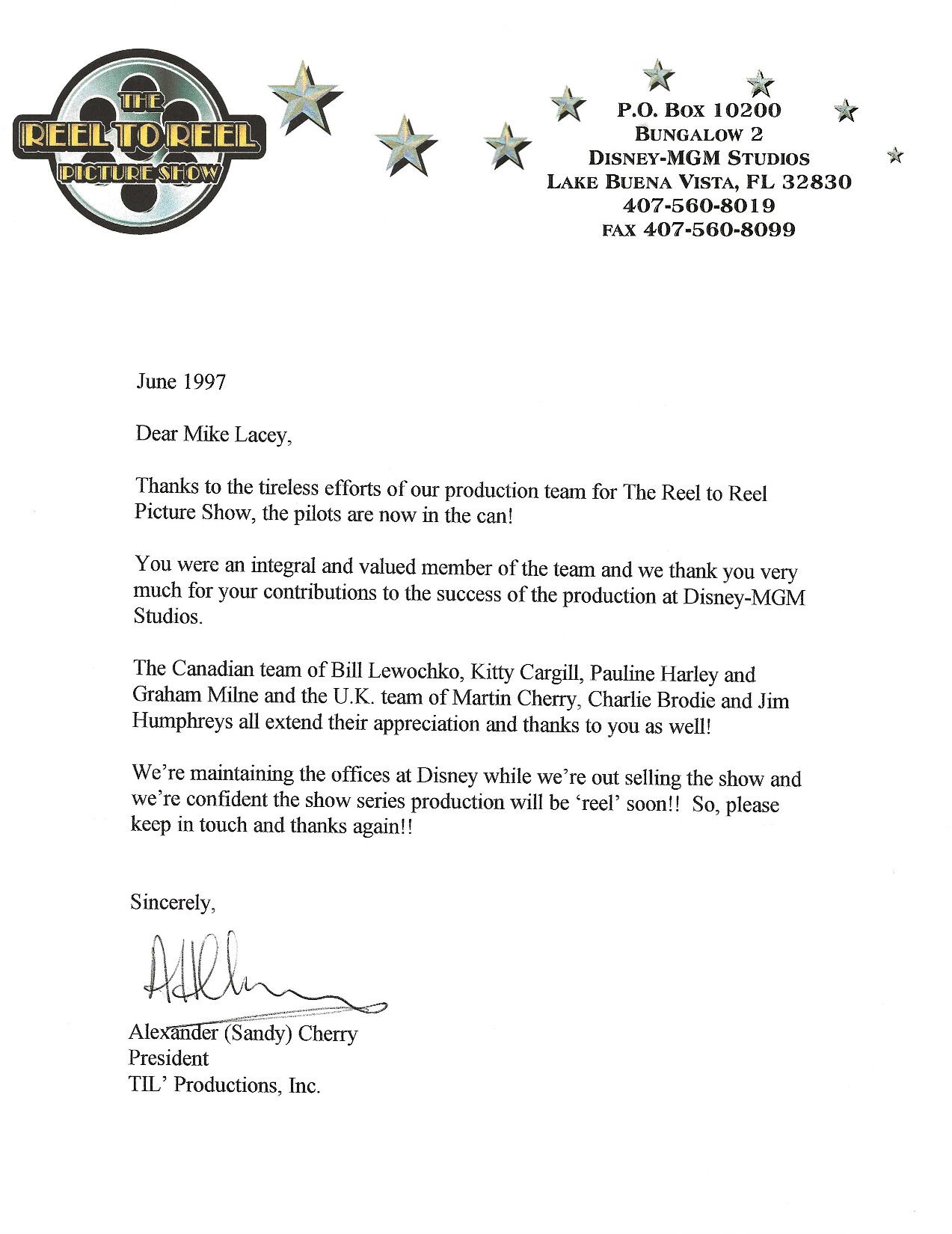 Reel to Reel Picture Show letter