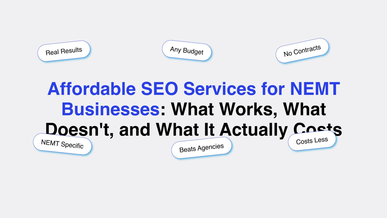 Affordable SEO services for NEMT businesses showing local search results and pricing comparison
