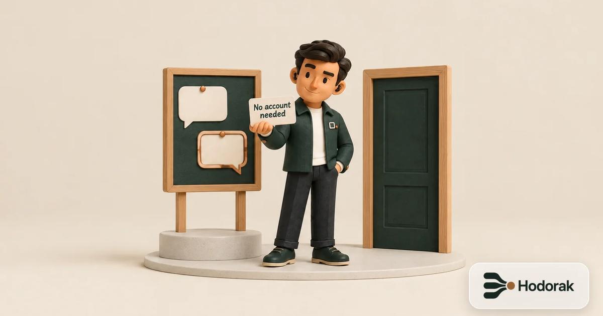 To search Twitter without an account, Nabih reads a public board and holds a card saying No account needed