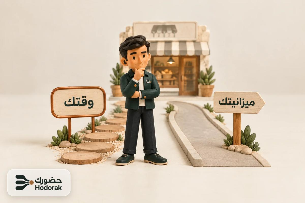 لافتتان في مجسم: «وقتك» عند حجارة المشي و«ميزانيتك» عند الطريق الممهد، ونبيه بينهما