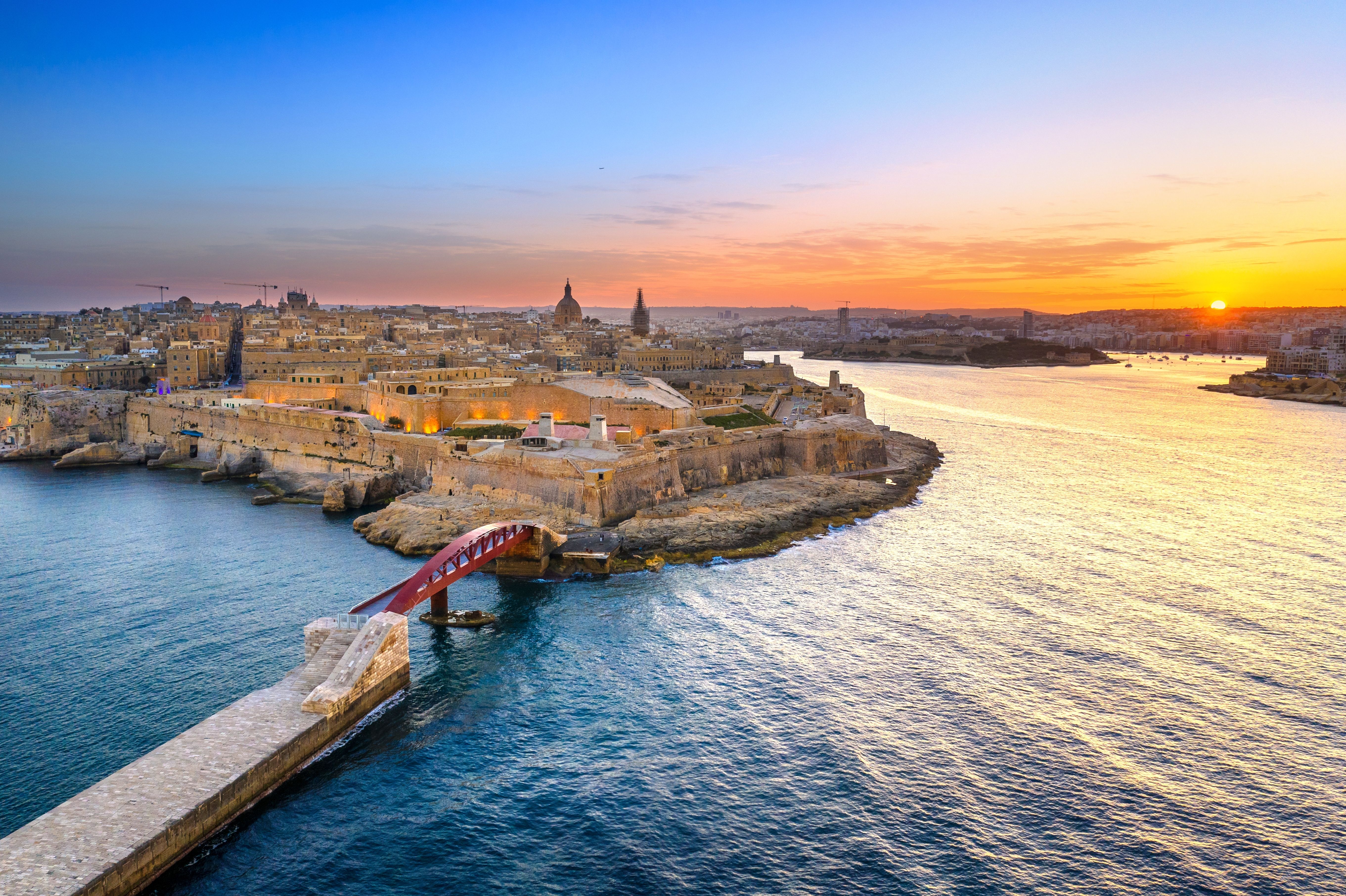 Malta landscape with sunset