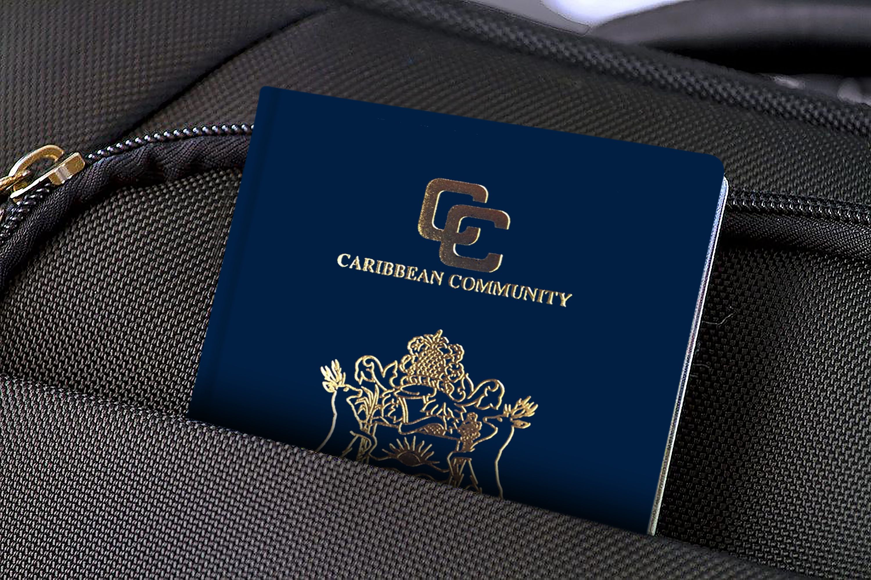 Caribbean passport in a bag