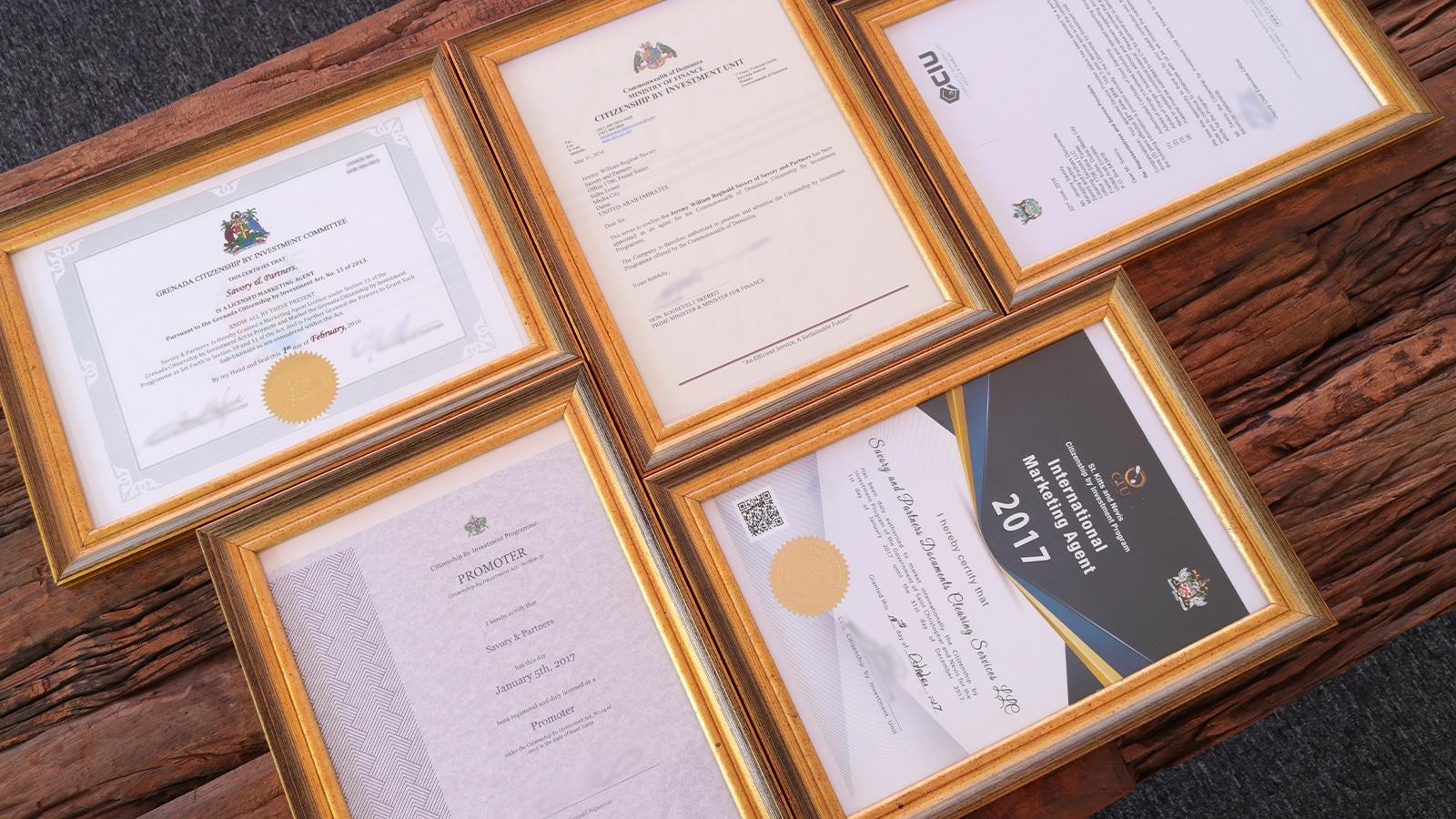 Framed Certificates and Awards | Savory & Partners Framed Certificates and Awards | Savory & Partners