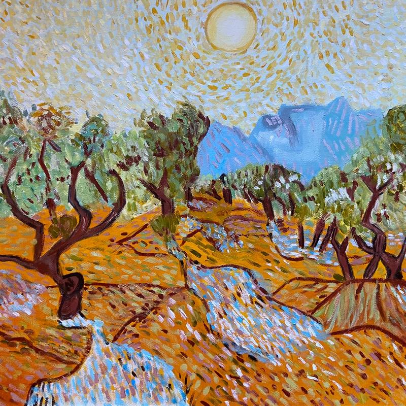 Copy of Vincent van Gogh's "Olive Trees with Yellow Sky and Sun"