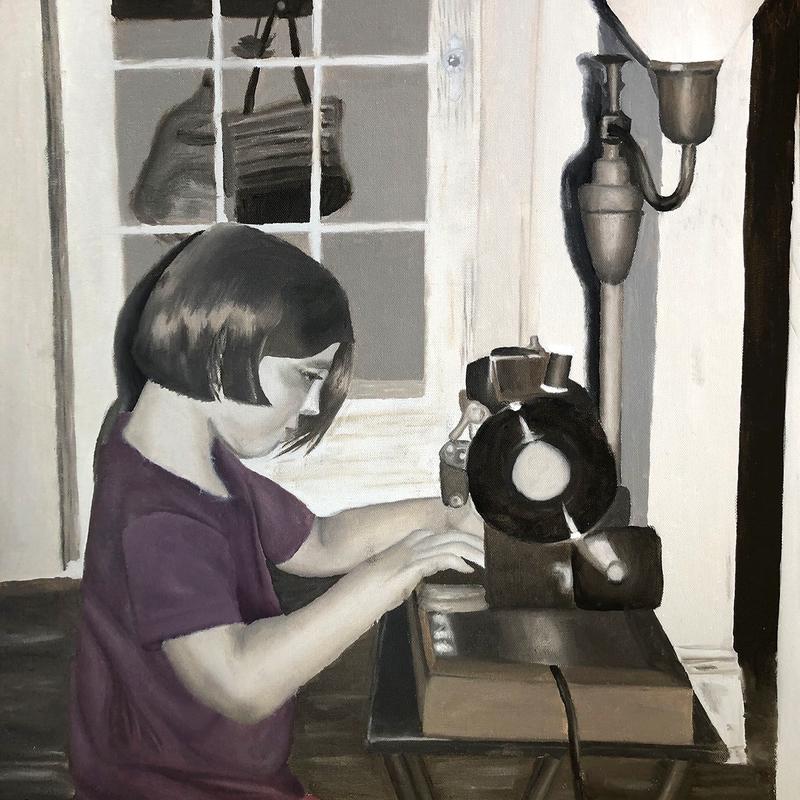 Girl and Her Sewing Machine Girl and Her Sewing Machine