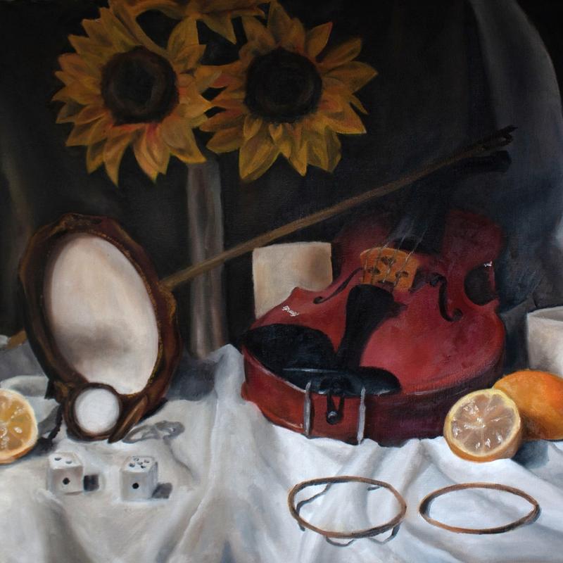 Violin and Sunflowers 