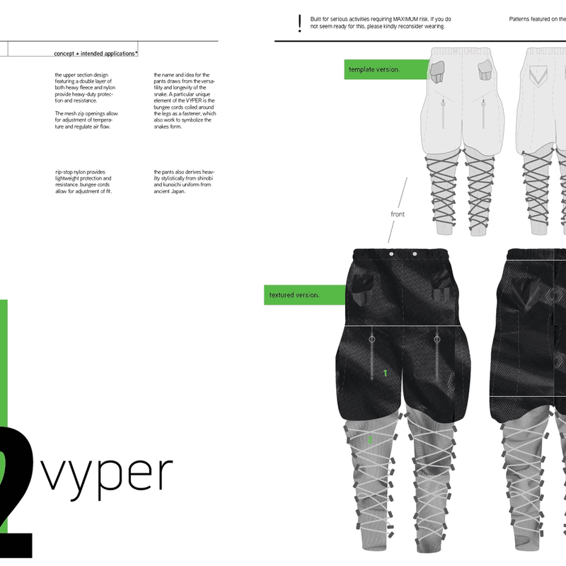 ava s002 "vyper" Tactical Pants Conceptual Techpack