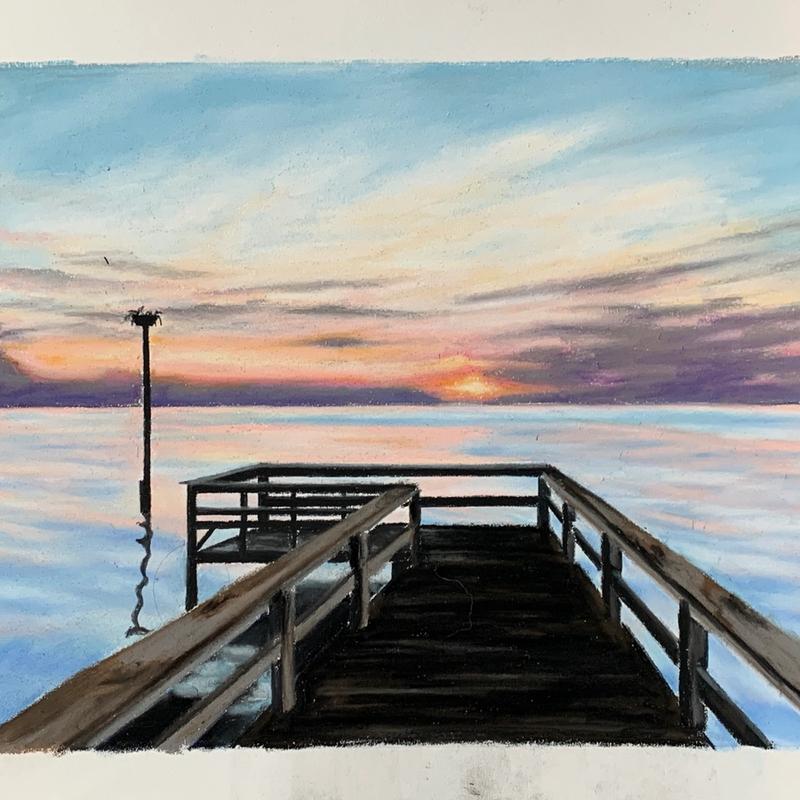 Waterscape with Dock & Nest at Sunset Waterscape with Dock & Nest at Sunset