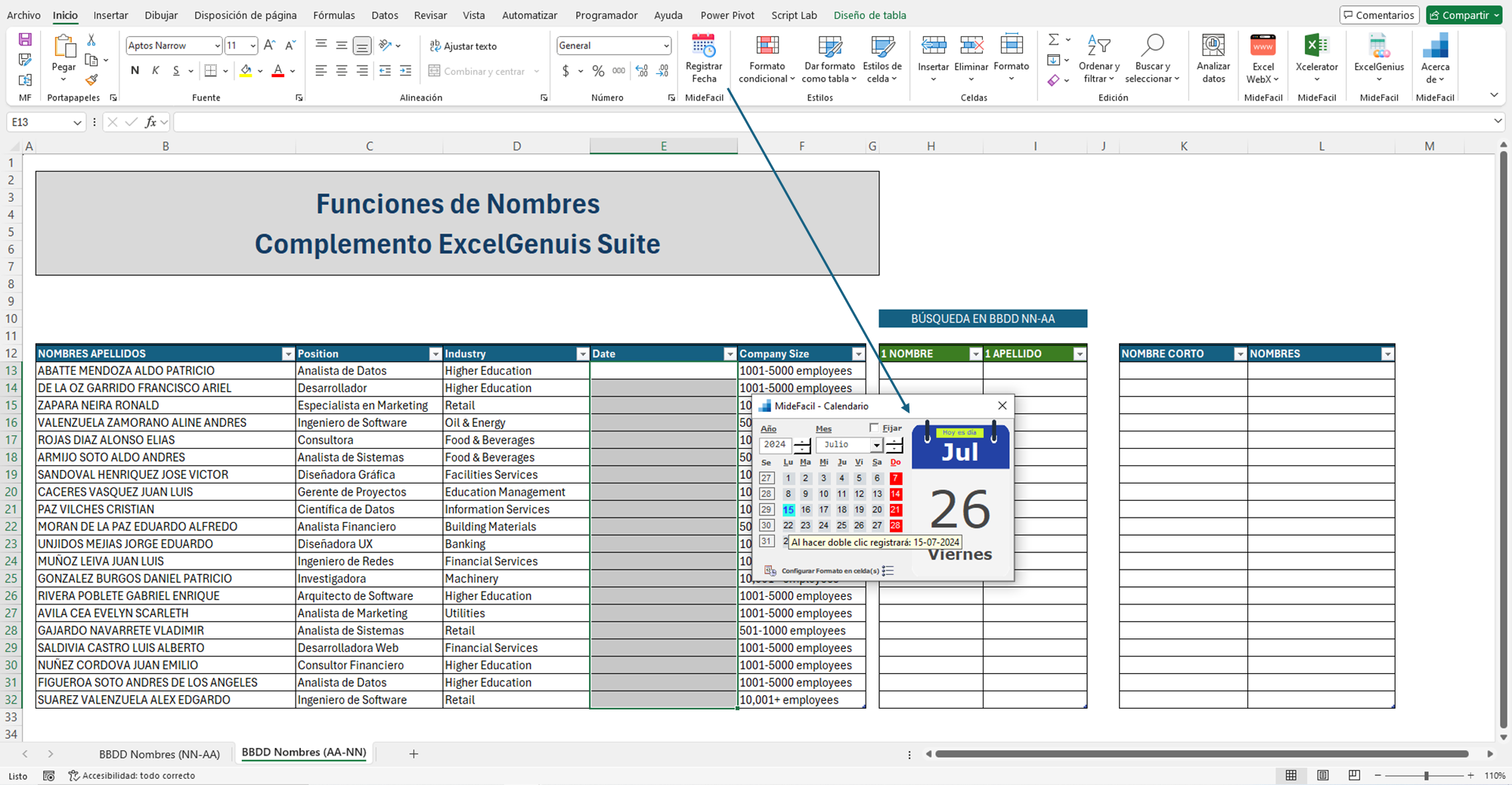 ¡Por fin un calendario dentro de Excel!