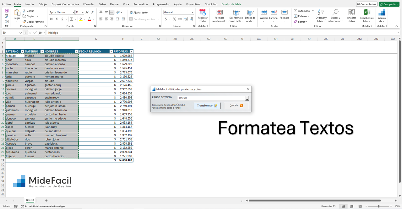 Formatea tu data automáticamente