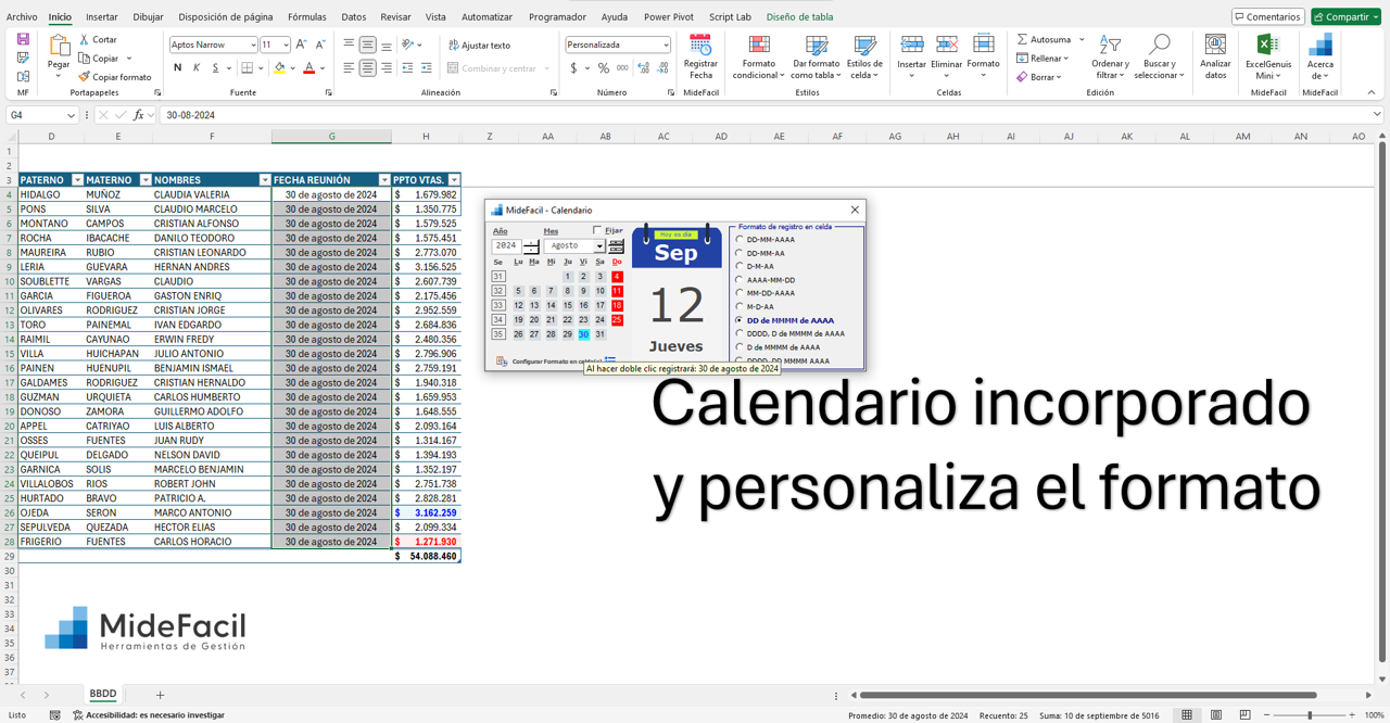 Formatos personalizados