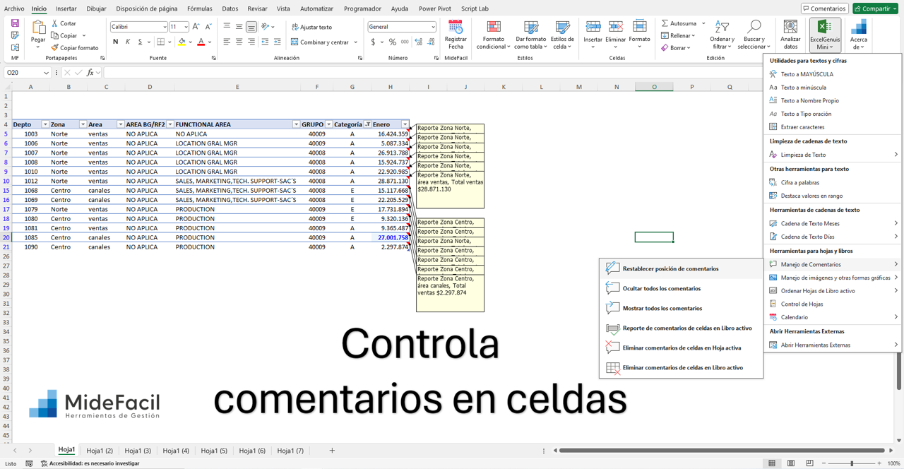 Mira como te ayudamos para trabajar con comentarios en celdas