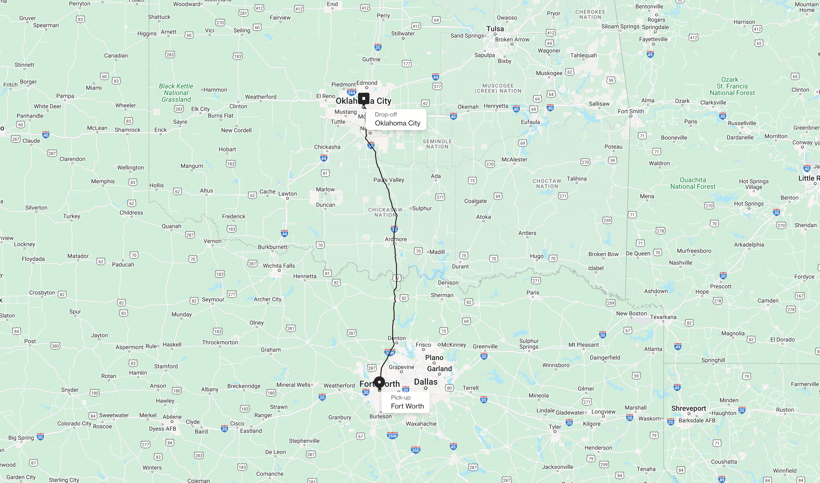 Fort Worth to Oklahoma City Rideshare Uber Car Service Hitch