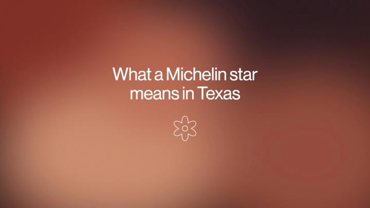 What a Michelin star means in Texas, with an outlined Michelin star, over soft red and copper