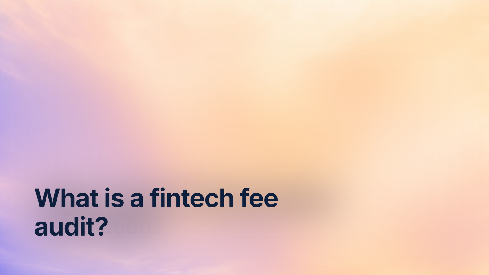 What is a fintech fee audit?