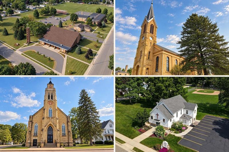 The four churches of Mary, Mother of Mercy Parish: St. Aloysius in Sauk City, St. Norbert in Roxbury, St. Barnabas in Mazomanie, and St. Mary, Health of the Sick in Merrimac