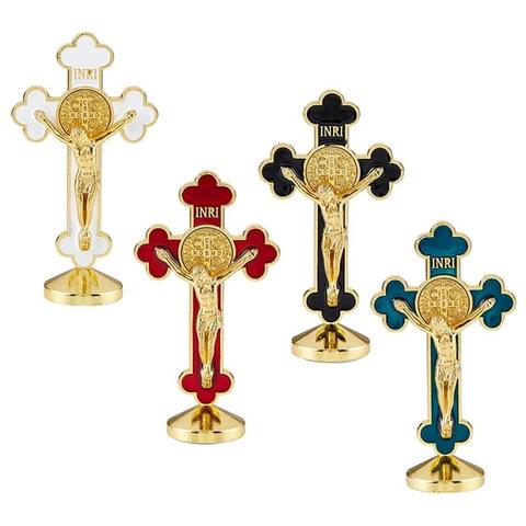 St. Benedict Standing Gold Budded Crucifix