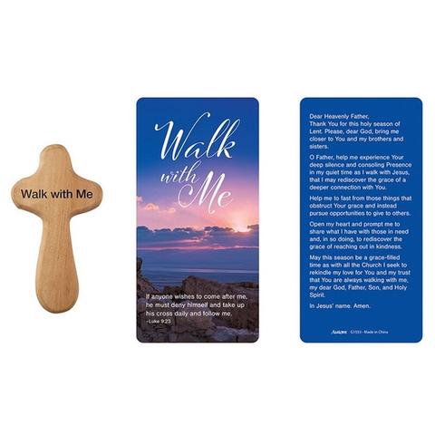 Walk with Me Hand-Held Prayer Cross with Card