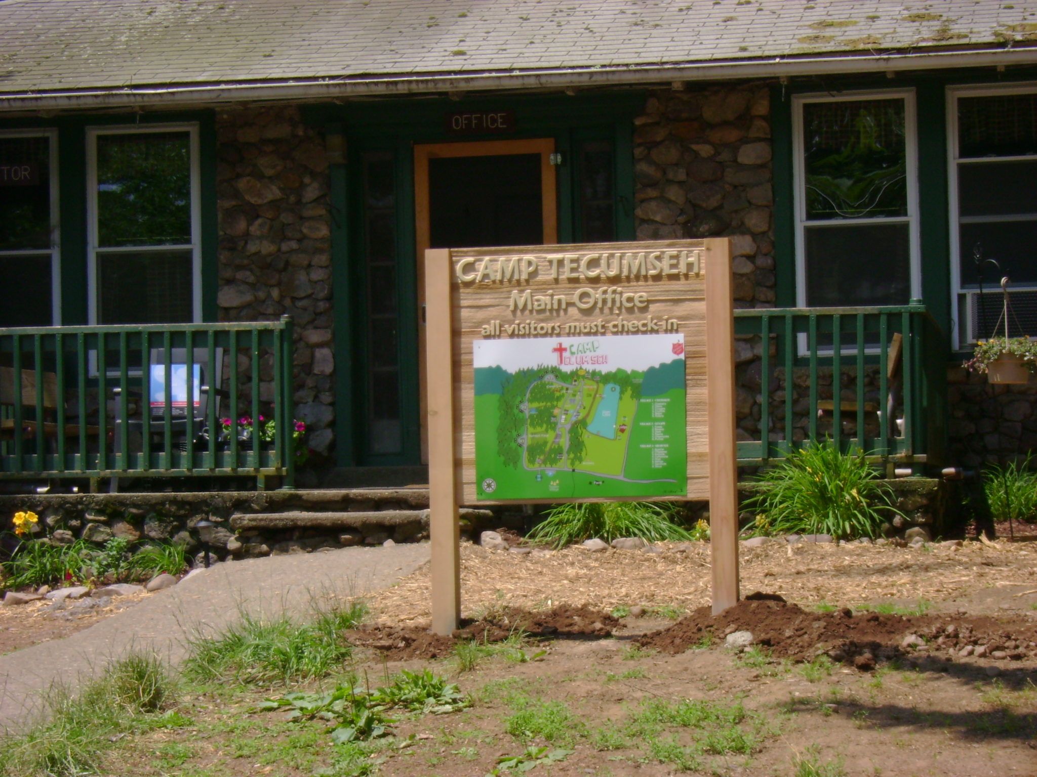 Camp Tecumseh custom sandblasted sign
