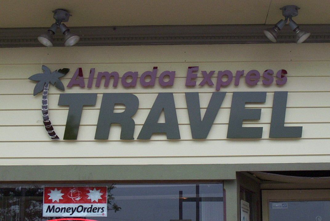Acrylic sign for Almada Express Travel