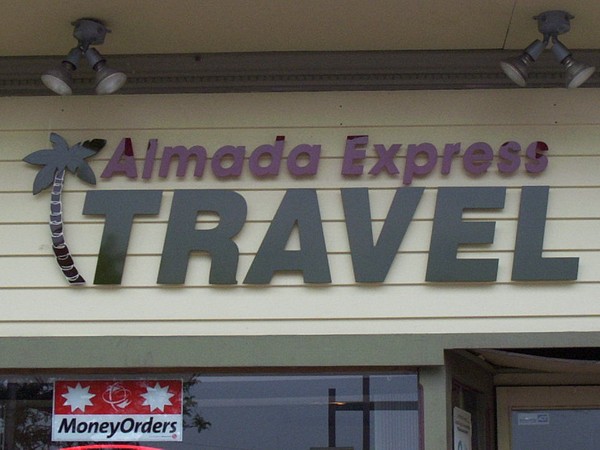 Acrylic sign for Almada Express Travel