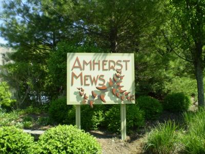 Post and panel sign for Amherst Mews