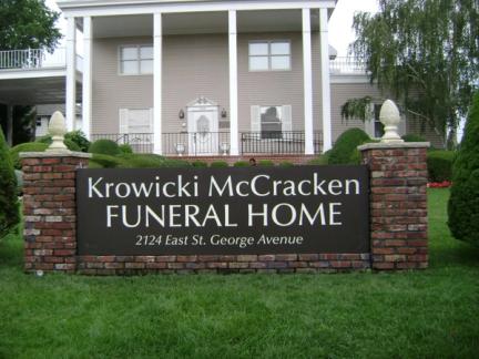 Interally illuminated sign for Krowicki McCracken Funeral Home