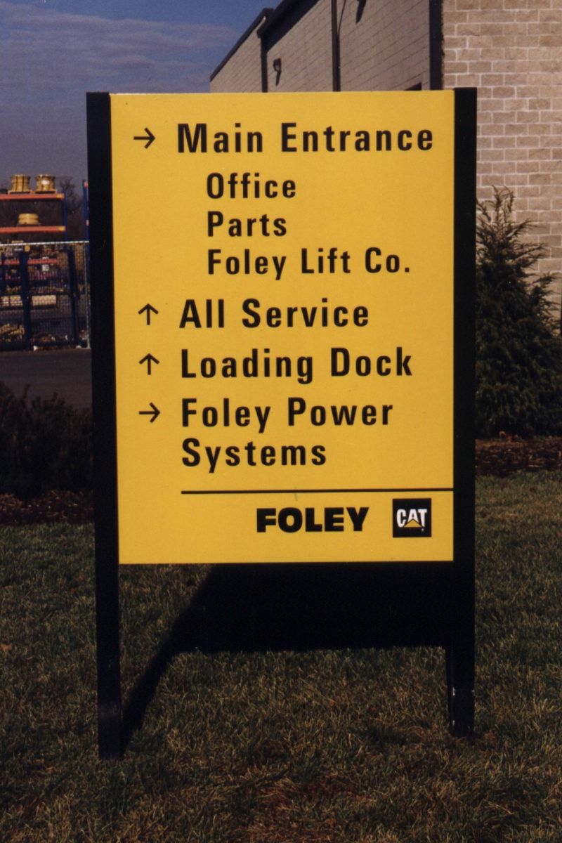 Post and panel sign for Foley
