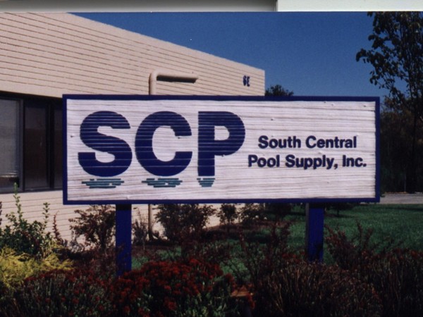 SCP custom sandblasted sign