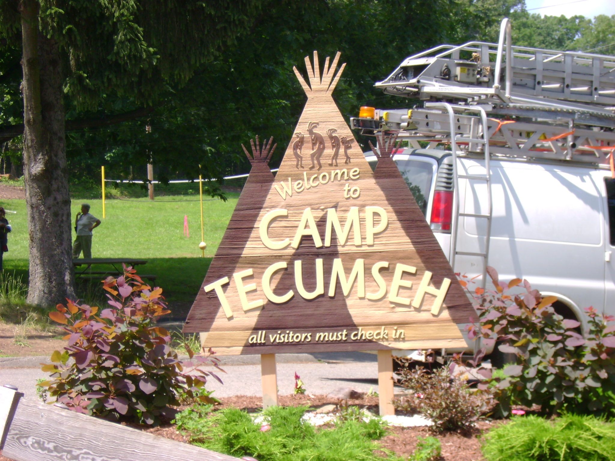 Camp Tecumseh custom sandblasted sign