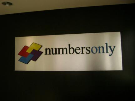 Acrylic sign for Numbersonly